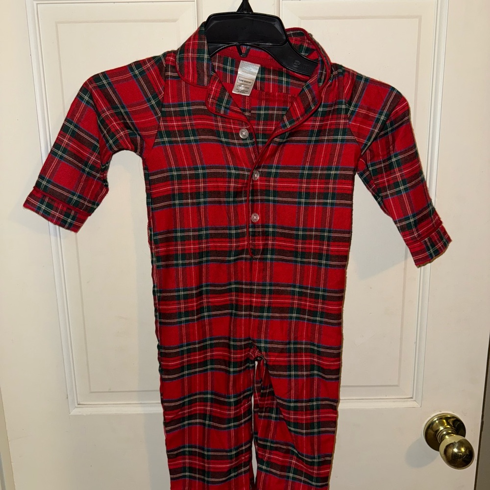 Christmas red and green plaid button onesie